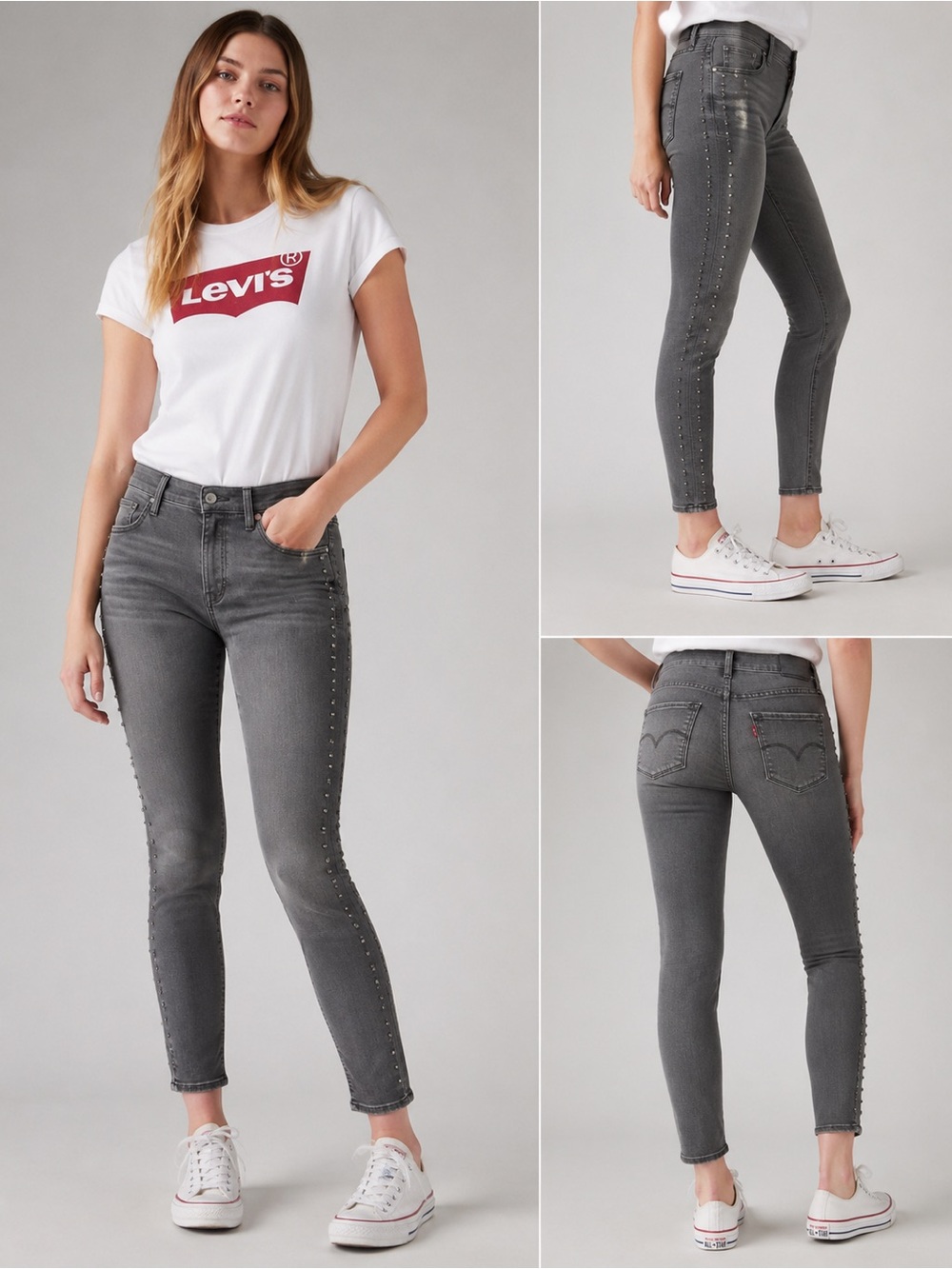 Levi’s 311 Shaping Skinny Jeans Women’s Size 28 Gray Studded Stretch W28 L30